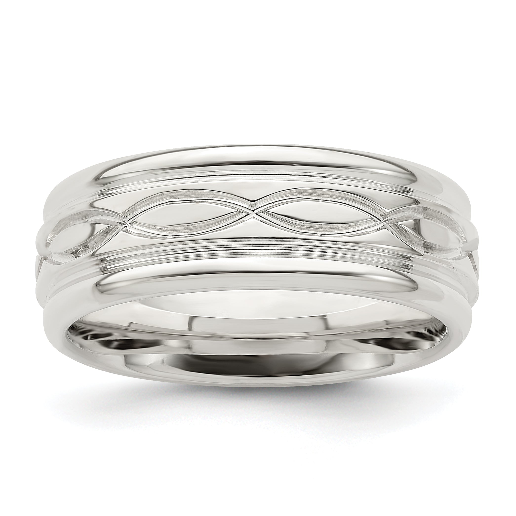 Sterlingsilber Ss 7mm Poliert Fantasie Ring
