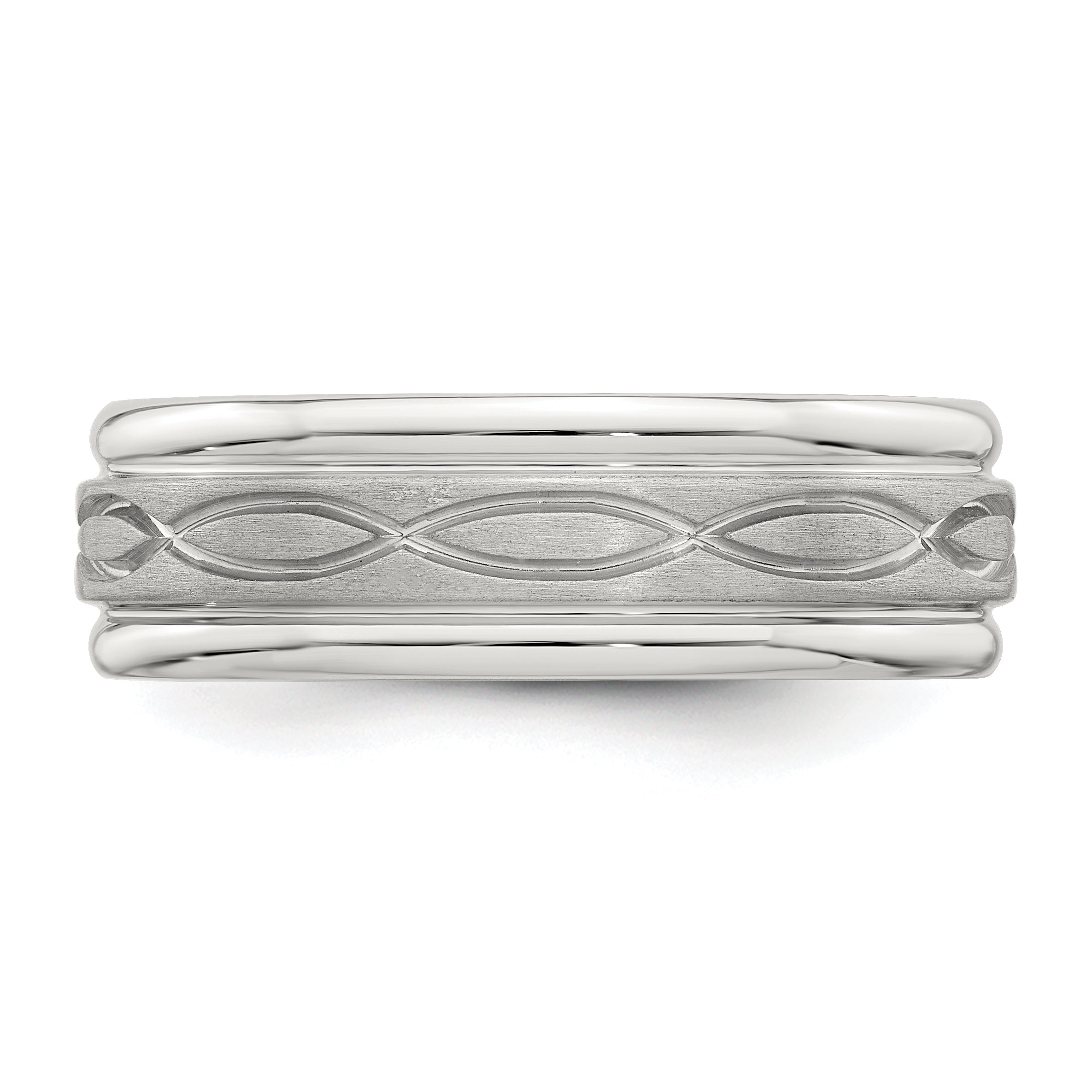Sterlingsilber 7mm Gebürstet Flach Intertwined Design Abgeschrägt Kante Fantasie Ring