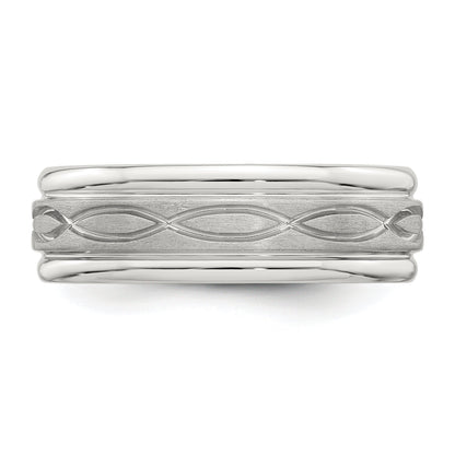 Sterlingsilber 7mm Gebürstet Flach Intertwined Design Abgeschrägt Kante Fantasie Ring