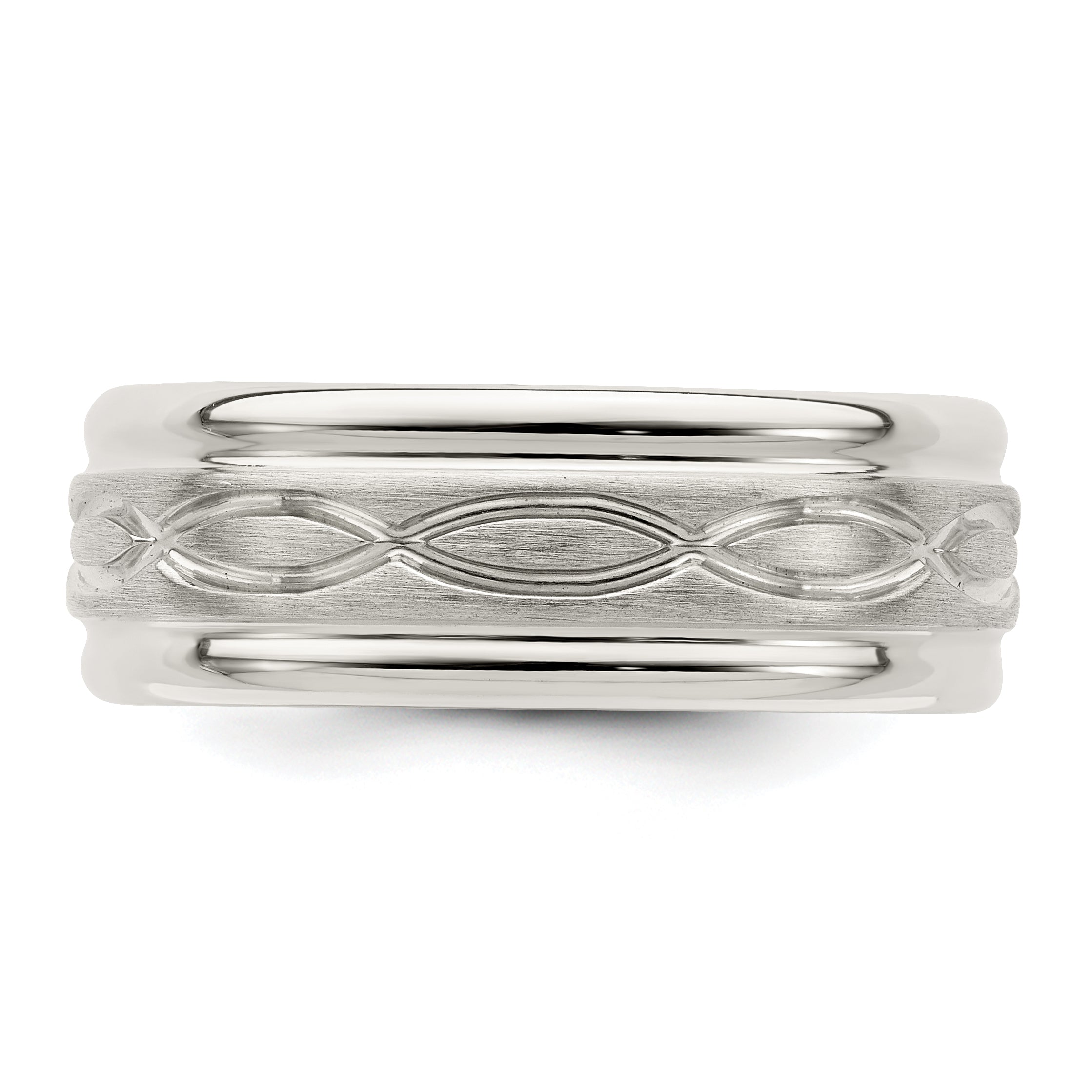 Sterlingsilber 7mm Gebürstet Flach Intertwined Design Abgeschrägt Kante Fantasie Ring