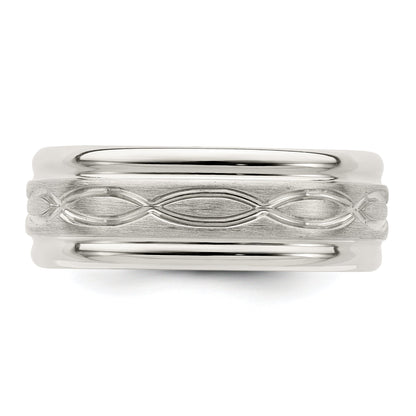 Sterlingsilber 7mm Gebürstet Flach Intertwined Design Abgeschrägt Kante Fantasie Ring