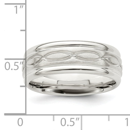 Sterlingsilber 7mm Gebürstet Flach Intertwined Design Abgeschrägt Kante Fantasie Ring