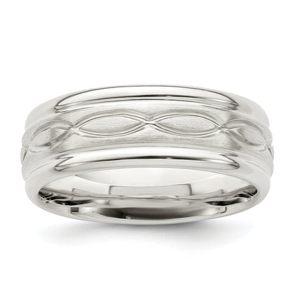 Sterlingsilber 7mm Gebürstet Flach Intertwined Design Abgeschrägt Kante Fantasie Ring