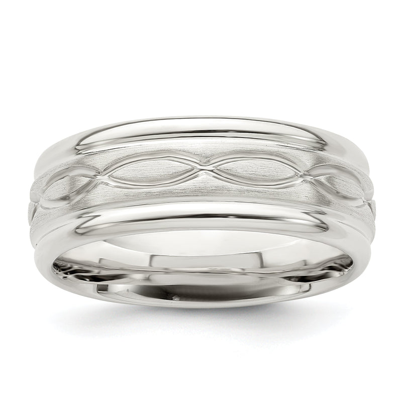 Sterlingsilber 7mm Gebürstet Flach Intertwined Design Abgeschrägt Kante Fantasie Ring