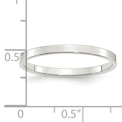 Sterlingsilber Rhodiniert 2mm Flach Größe 4 Ring