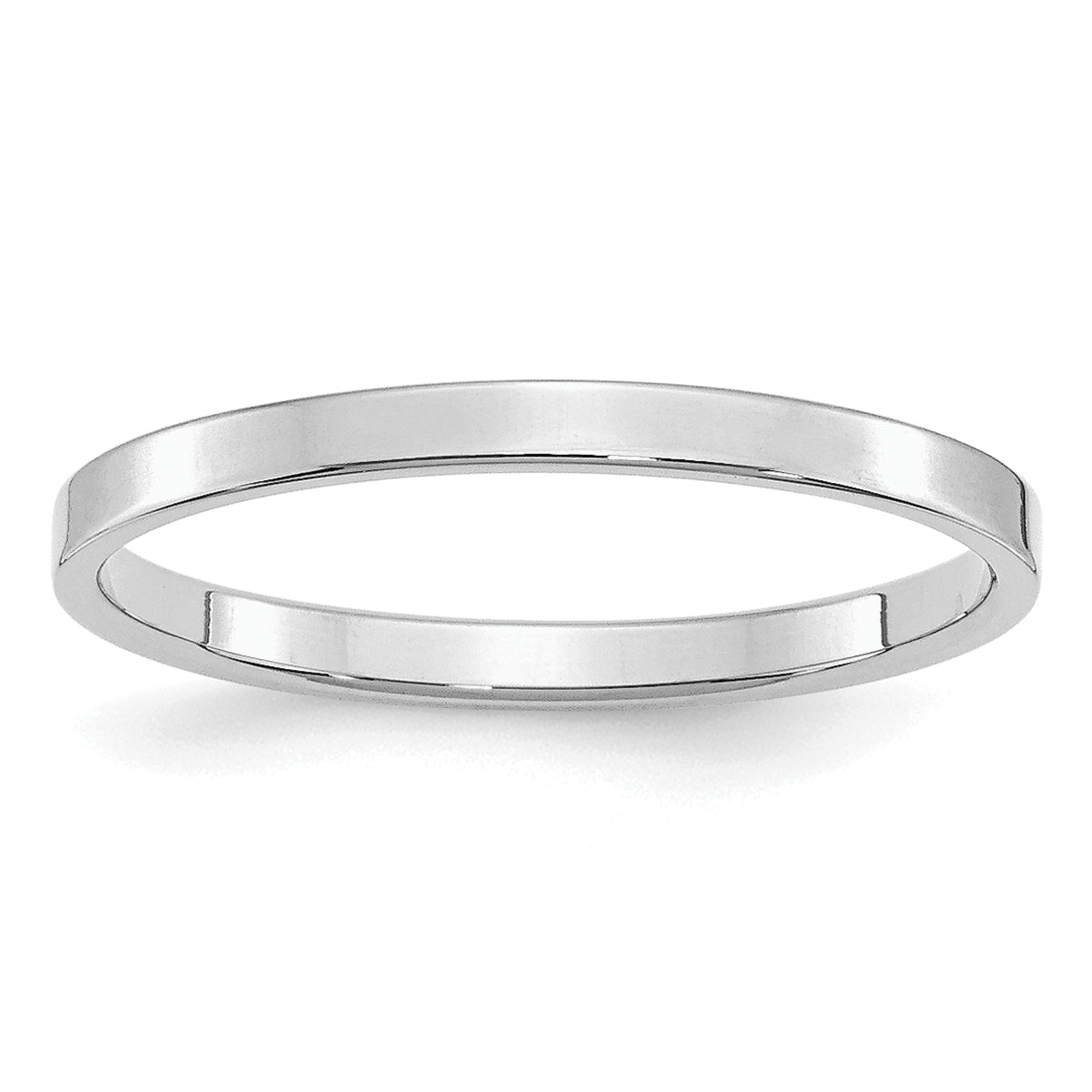Sterlingsilber Rhodiniert 2mm Flach Größe 4 Ring
