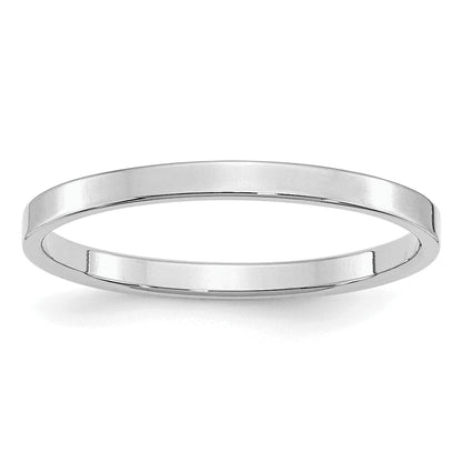 Sterlingsilber Rhodiniert 2mm Flach Größe 4 Ring