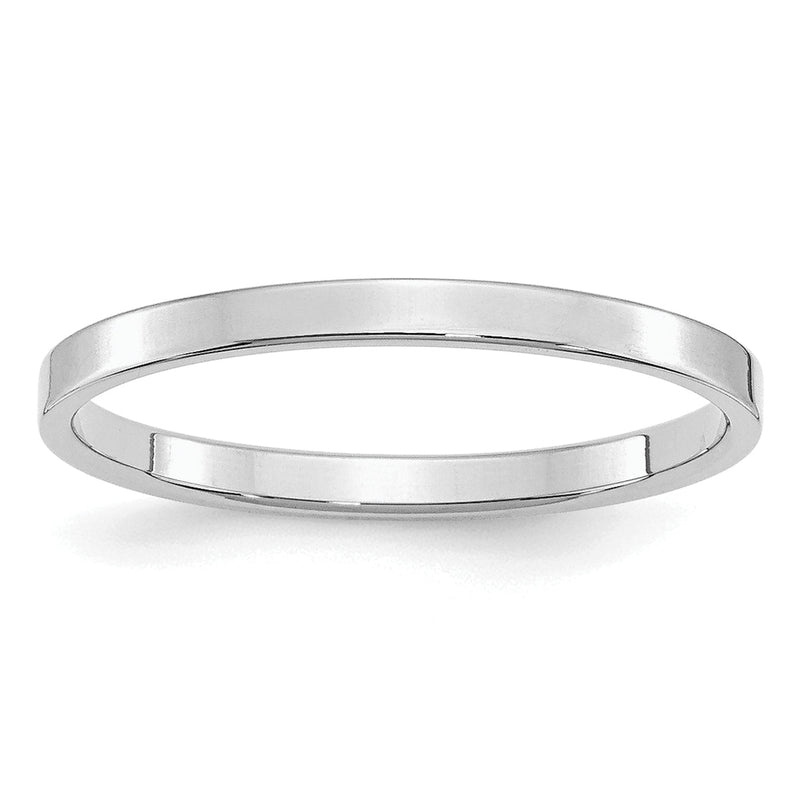Sterlingsilber Rhodiniert 2mm Flach Größe 4 Ring