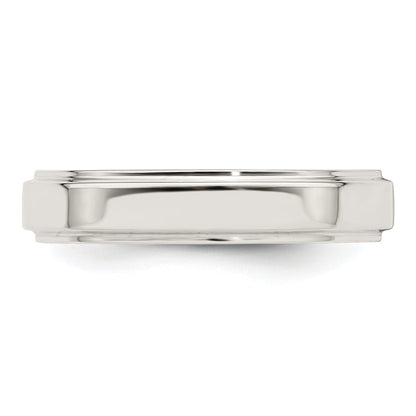 Sterlingsilber 4mm Flach mit Stufe Kante Größe 4 Ring