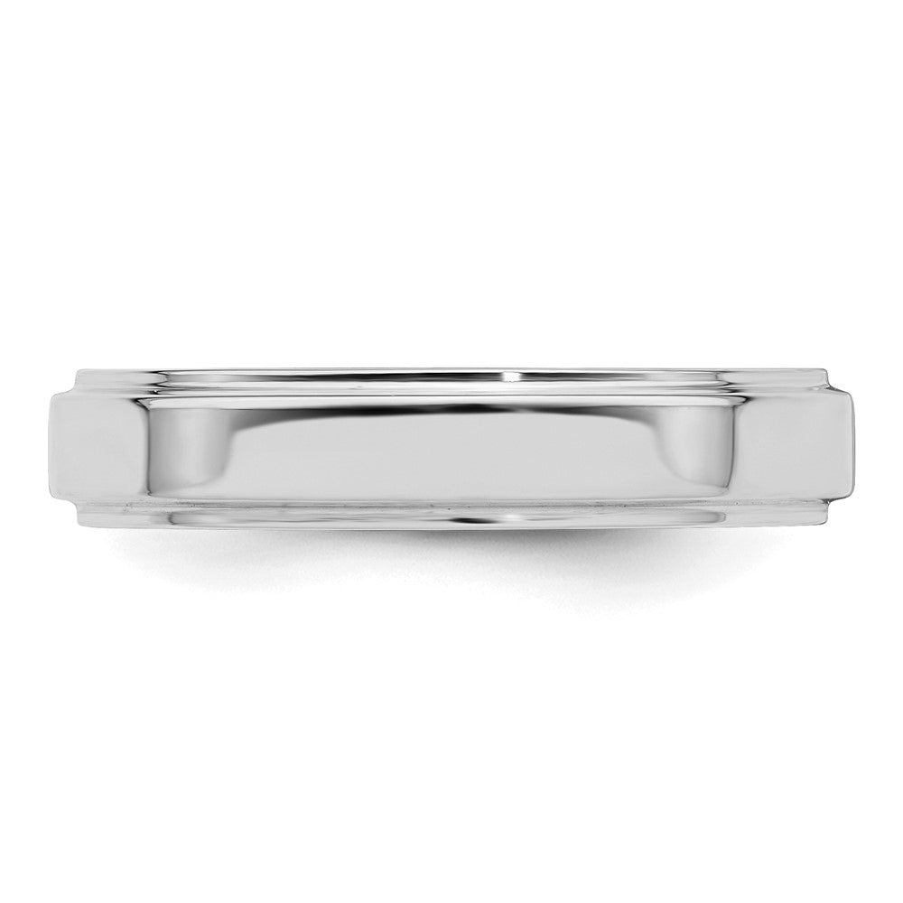 Sterlingsilber Rhodiniert 4mm Flach mit Stufe Kante Ring