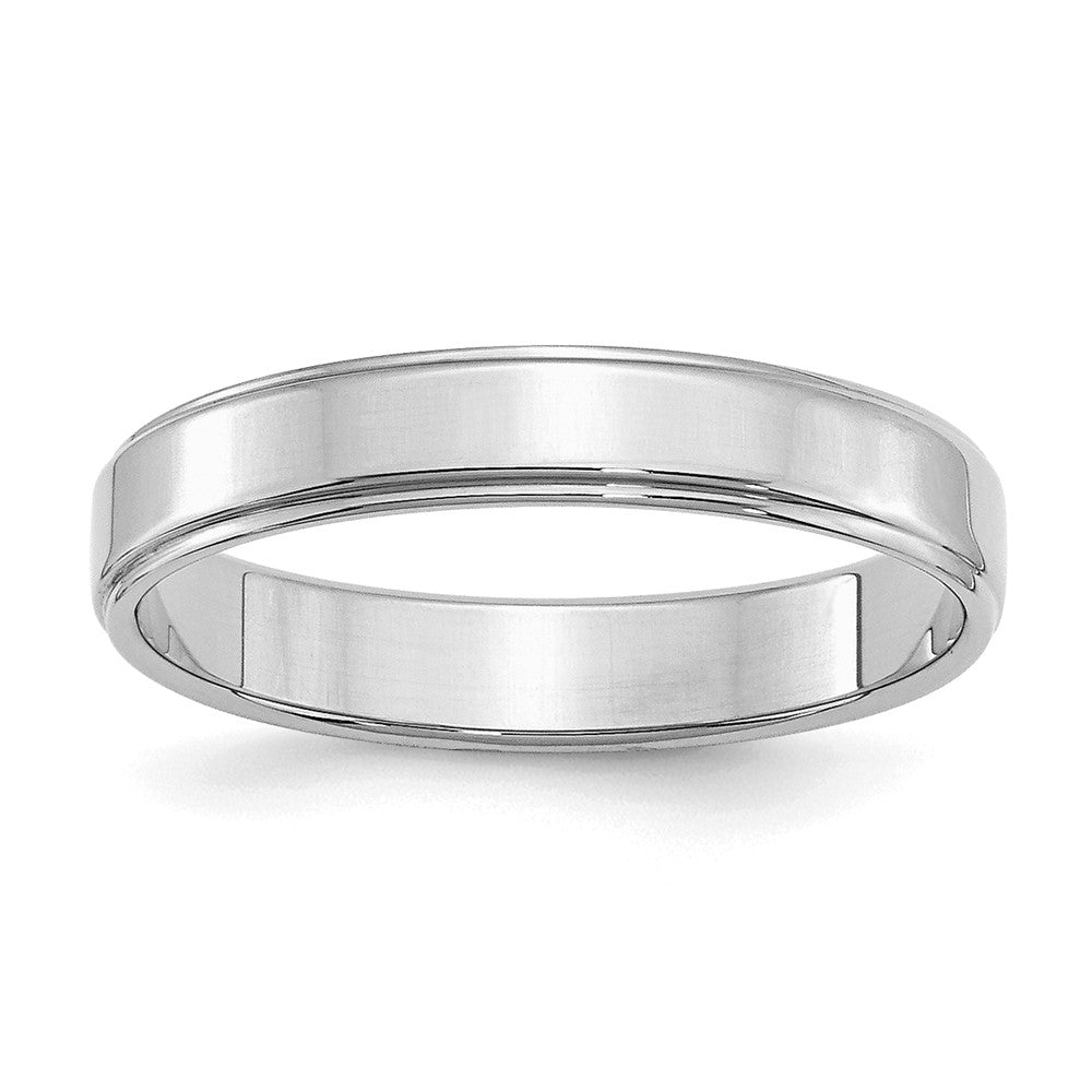 Sterlingsilber Rhodiniert 4mm Flach mit Stufe Kante Ring