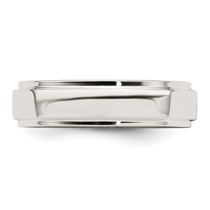 Sterlingsilber 5mm Flach mit Stufe Kante Größe 4 Ring