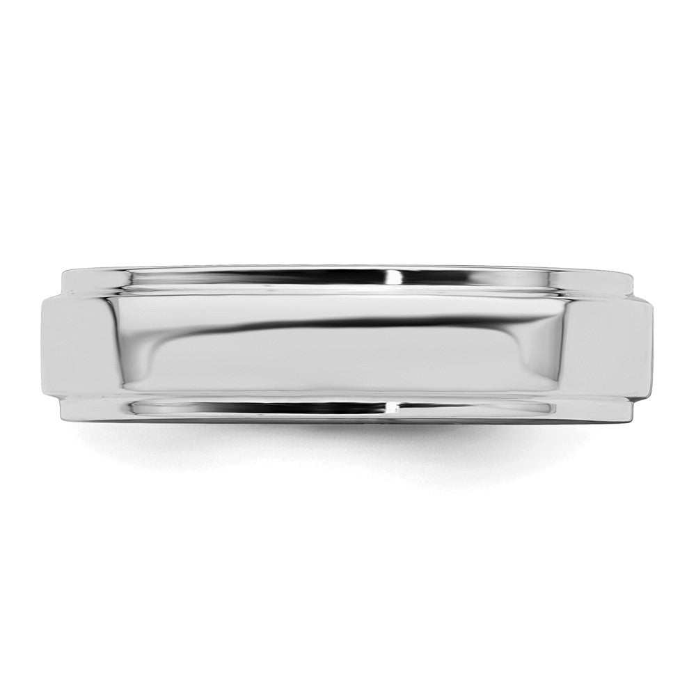 Sterlingsilber Rhodiniert 5mm Flach mit Stufe Kante Ring