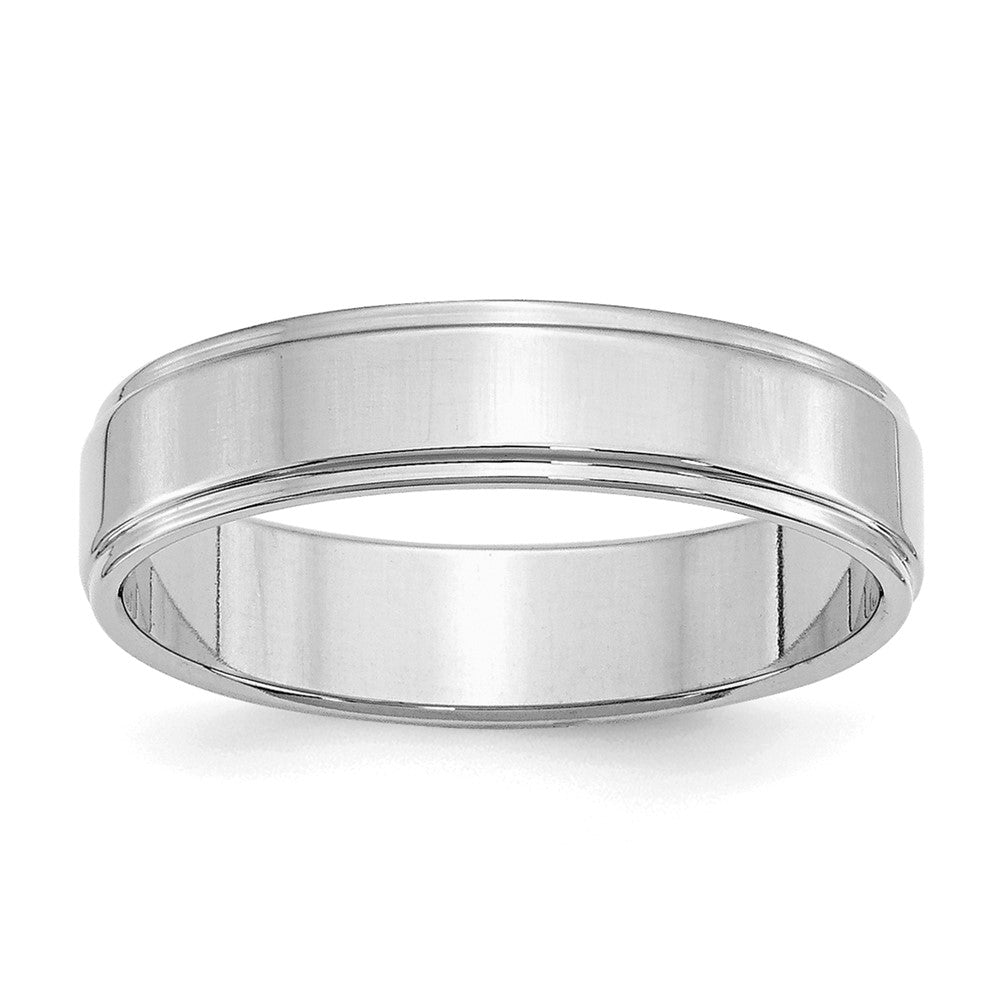 Sterlingsilber Rhodiniert 5mm Flach mit Stufe Kante Ring