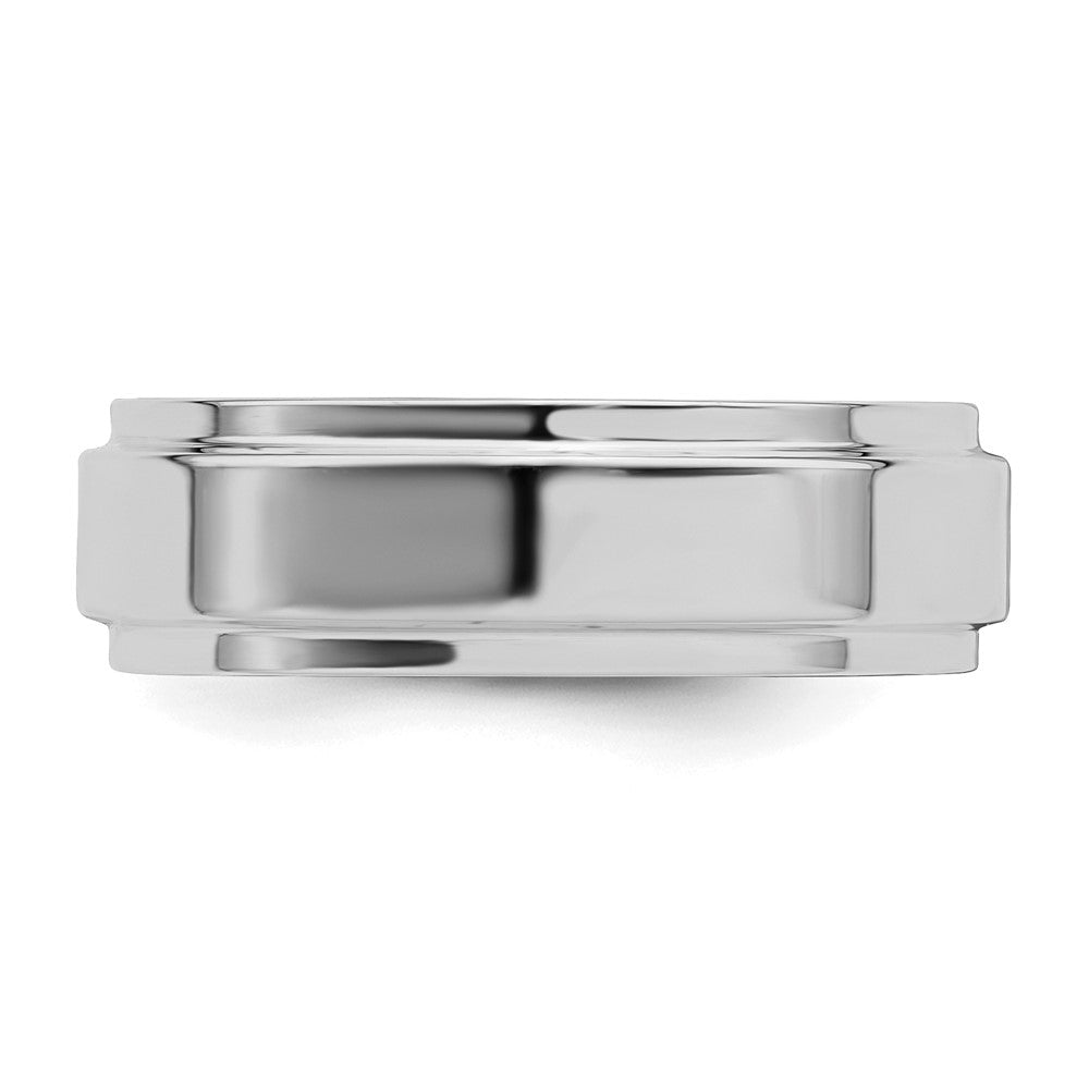 Sterlingsilber Rhodiniert 6mm Flach mit Stufe Kante Ring