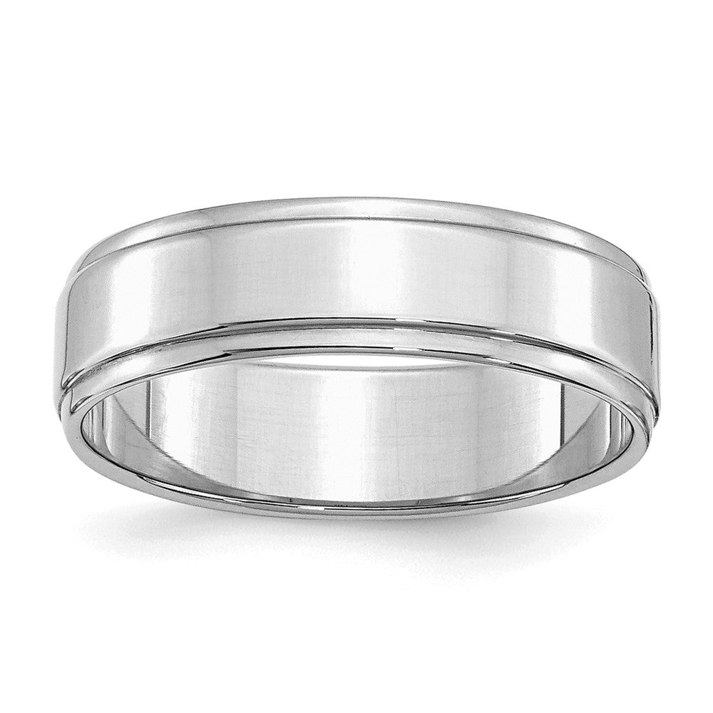 Sterlingsilber Rhodiniert 6mm Flach mit Stufe Kante Ring