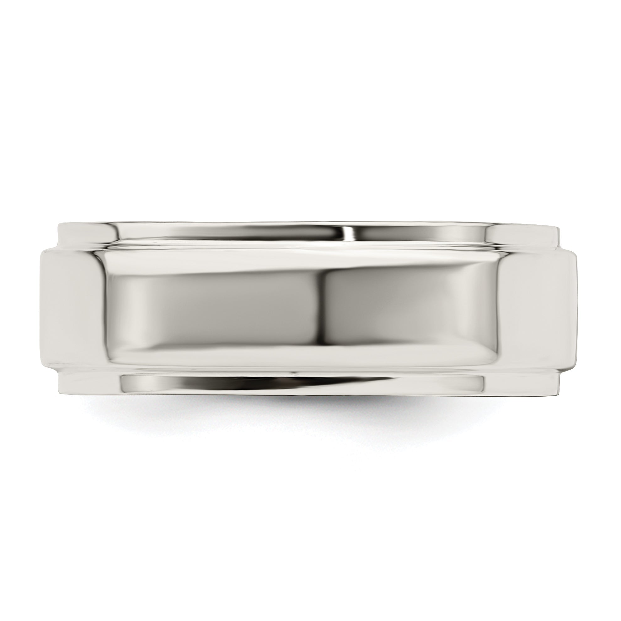 Sterlingsilber 7mm Flach mit Stufe Kante Größe 4 Ring