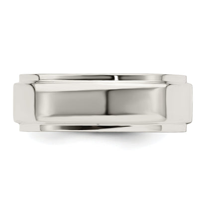 Sterlingsilber 7mm Flach mit Stufe Kante Größe 4 Ring