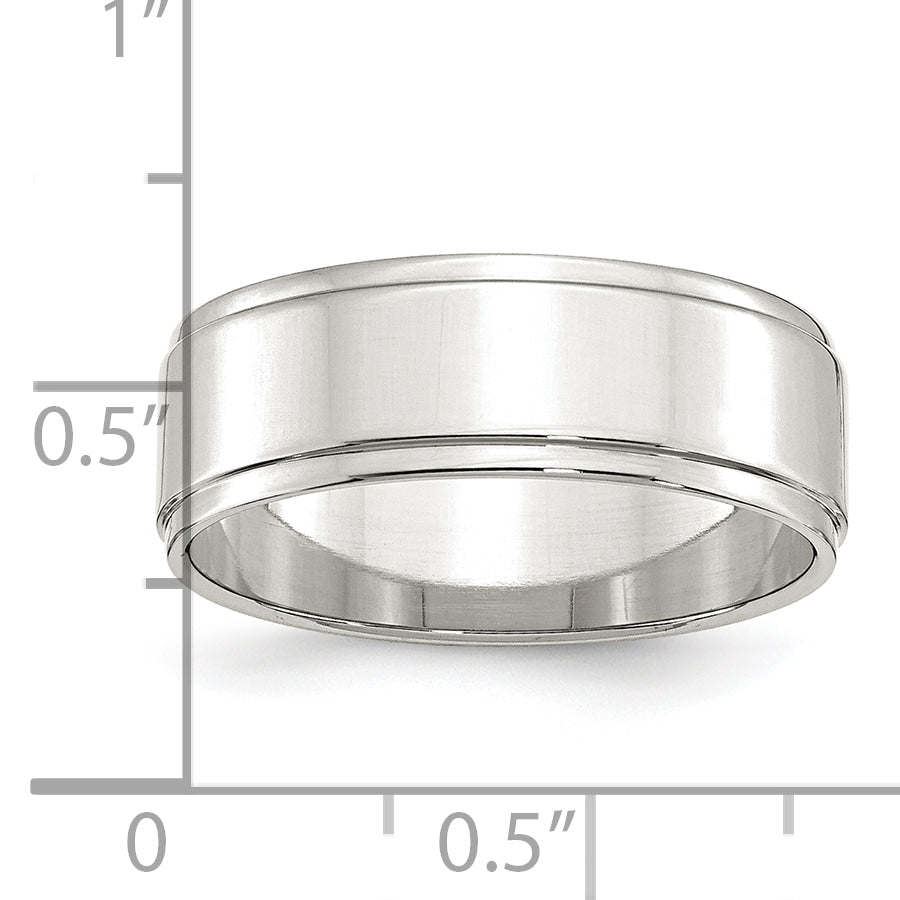 Sterlingsilber 7mm Flach mit Stufe Kante Größe 4 Ring