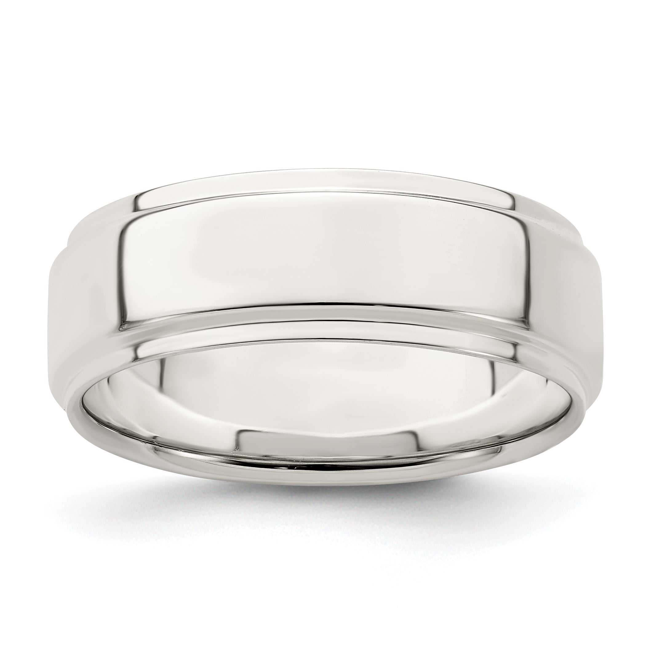 Sterlingsilber 7mm Flach mit Stufe Kante Größe 4 Ring