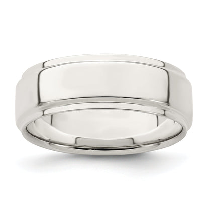 Sterlingsilber 7mm Flach mit Stufe Kante Größe 4 Ring
