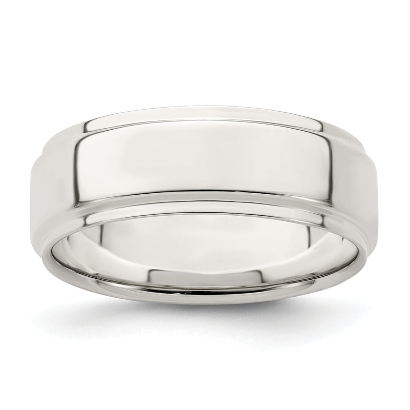 Sterlingsilber 7mm Flach mit Stufe Kante Größe 4 Ring