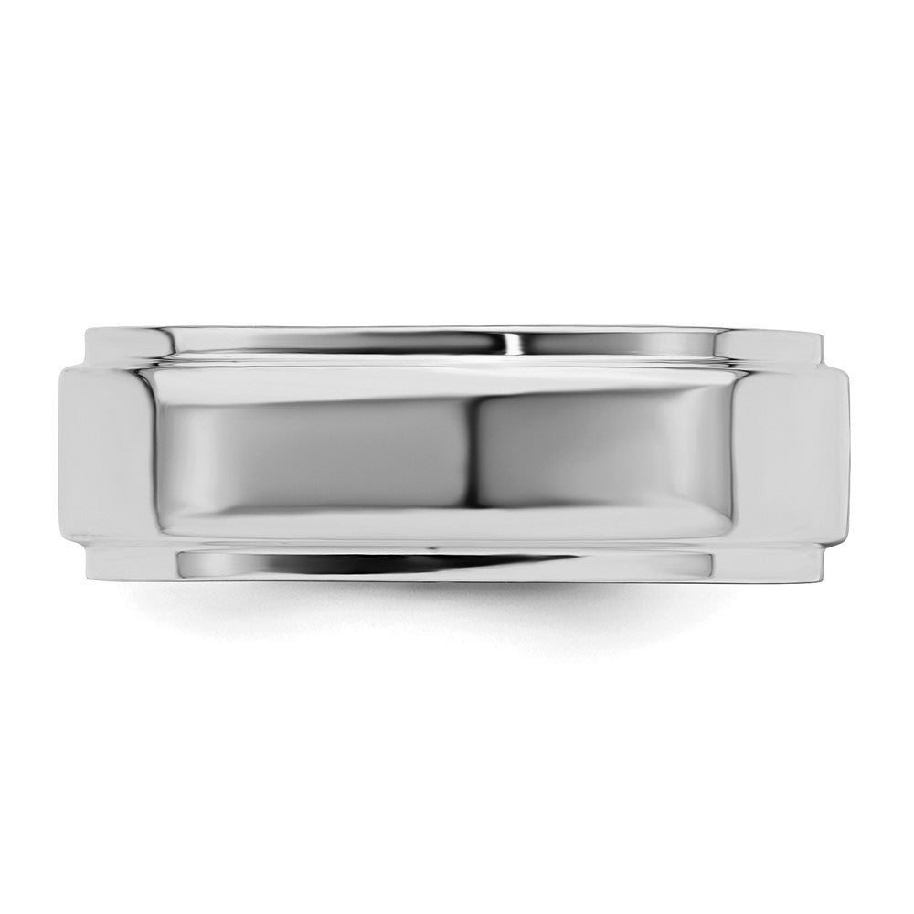 Sterlingsilber Rhodiniert 7mm Flach mit Stufe Kante Ring