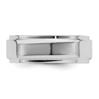 Sterlingsilber Rhodiniert 7mm Flach mit Stufe Kante Ring