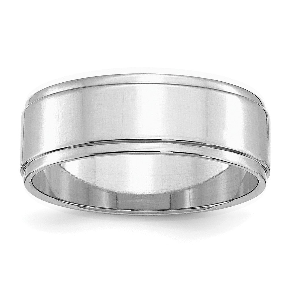 Sterlingsilber Rhodiniert 7mm Flach mit Stufe Kante Ring