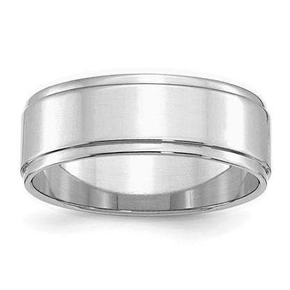 Sterlingsilber Rhodiniert 7mm Flach mit Stufe Kante Ring
