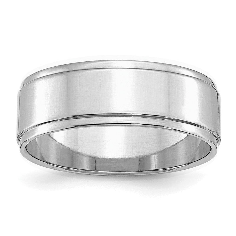 Sterlingsilber Rhodiniert 7mm Flach mit Stufe Kante Ring