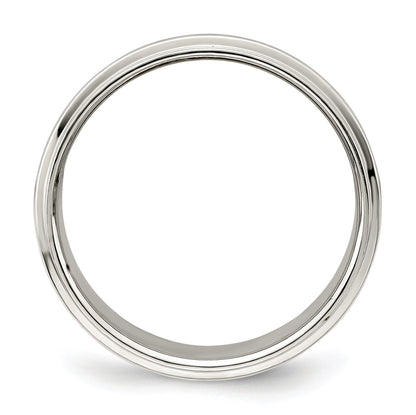 Sterlingsilber 8mm Flach mit Stufe Kante Größe 4 Ring