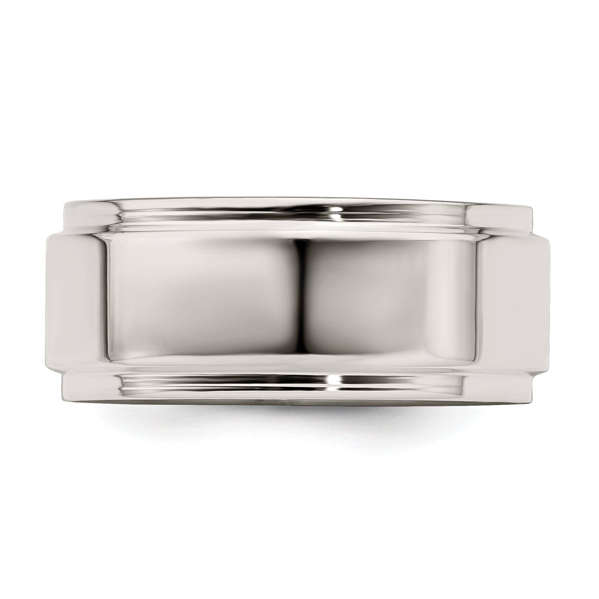 Sterlingsilber 8mm Flach mit Stufe Kante Größe 4 Ring