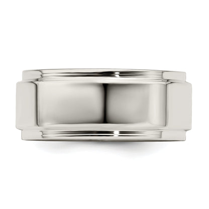 Sterlingsilber 8mm Flach mit Stufe Kante Größe 4 Ring