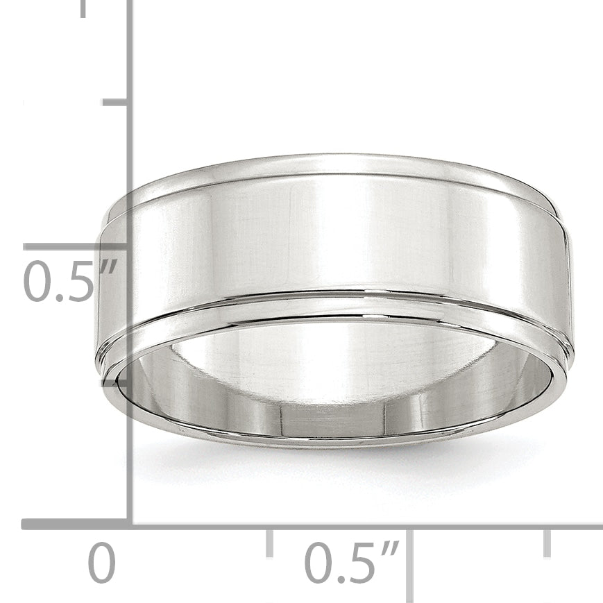 Sterlingsilber 8mm Flach mit Stufe Kante Größe 4 Ring