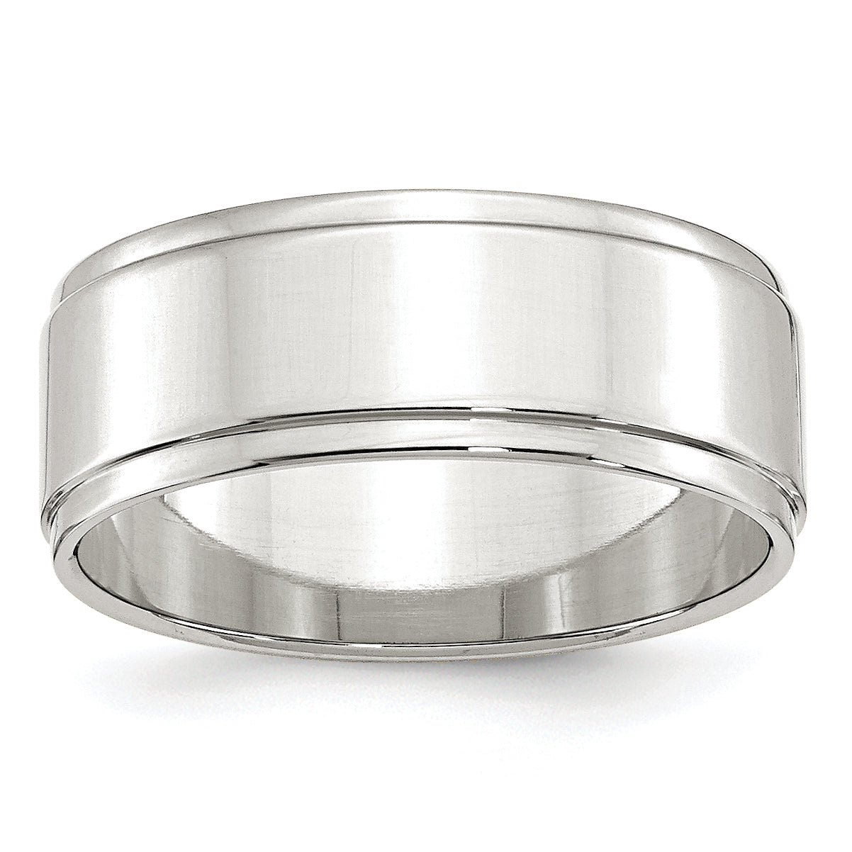 Sterlingsilber 8mm Flach mit Stufe Kante Größe 4 Ring