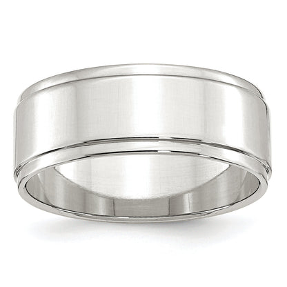 Sterlingsilber 8mm Flach mit Stufe Kante Größe 4 Ring