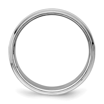 Sterlingsilber Rhodiniert 8mm Flach mit Stufe Kante Ring