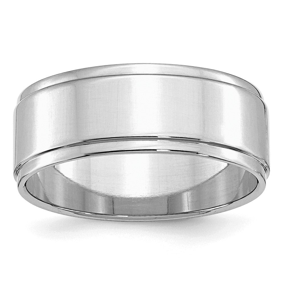 Sterlingsilber Rhodiniert 8mm Flach mit Stufe Kante Ring