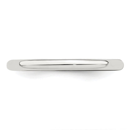 Sterlingsilber Rhodiniert 2mm Halb Rund Größe 6.5 Ring