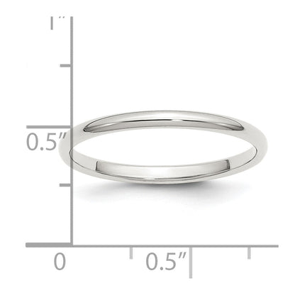 Sterlingsilber Rhodiniert 2mm Halb Rund Größe 6.5 Ring