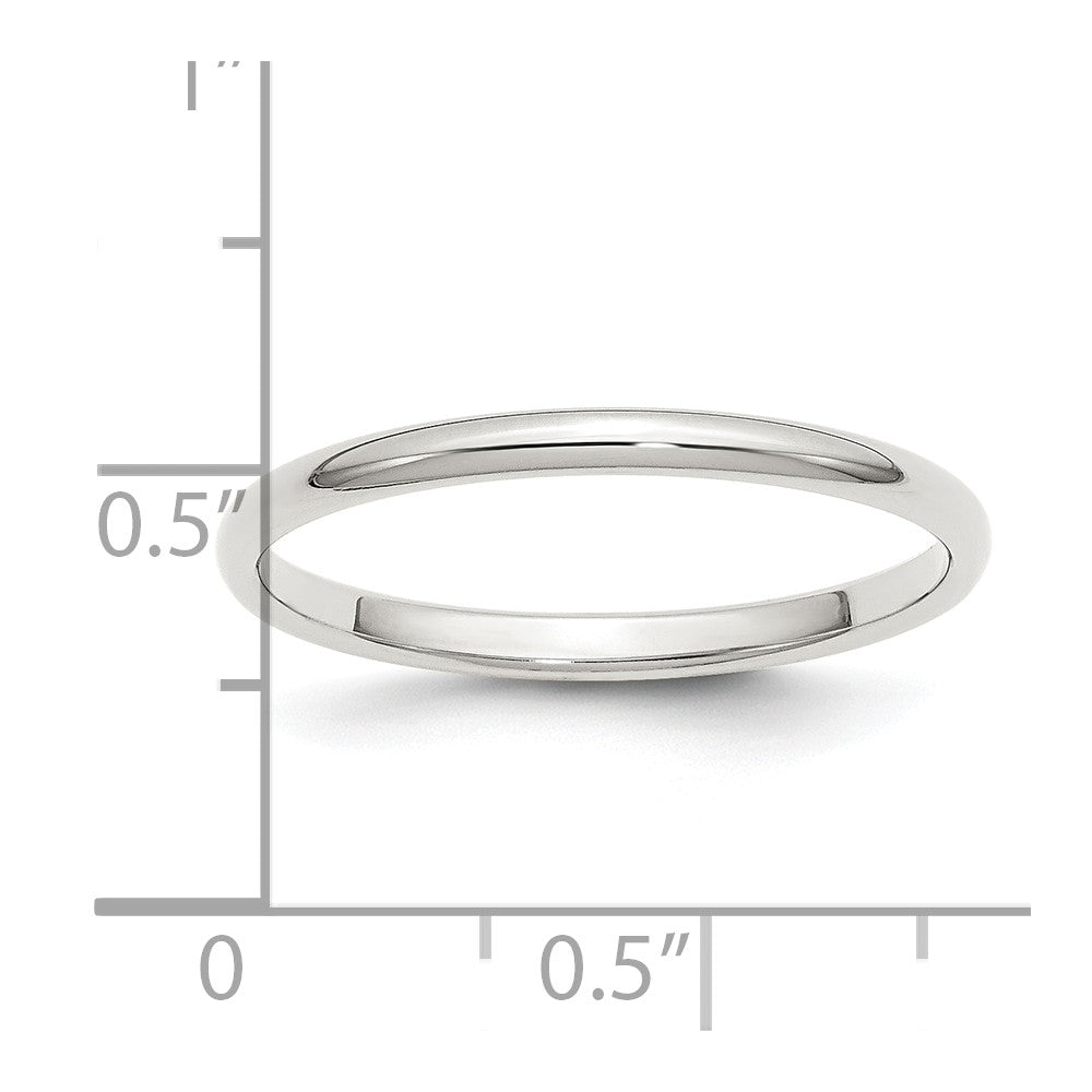 Sterlingsilber Rhodiniert 2mm Halb Rund Größe 6.5 Ring