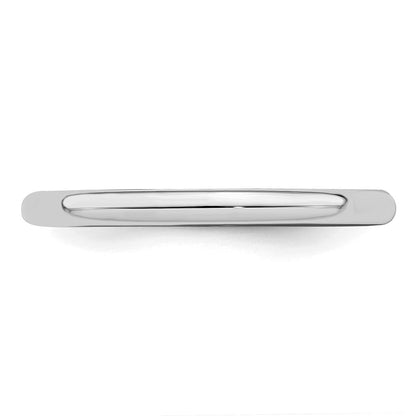 Sterlingsilber Rhodiniert 2mm Halb Rund Größe 6.5 Ring