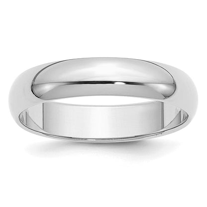 Sterlingsilber Rhodiniert 5mm Halb-round Ring