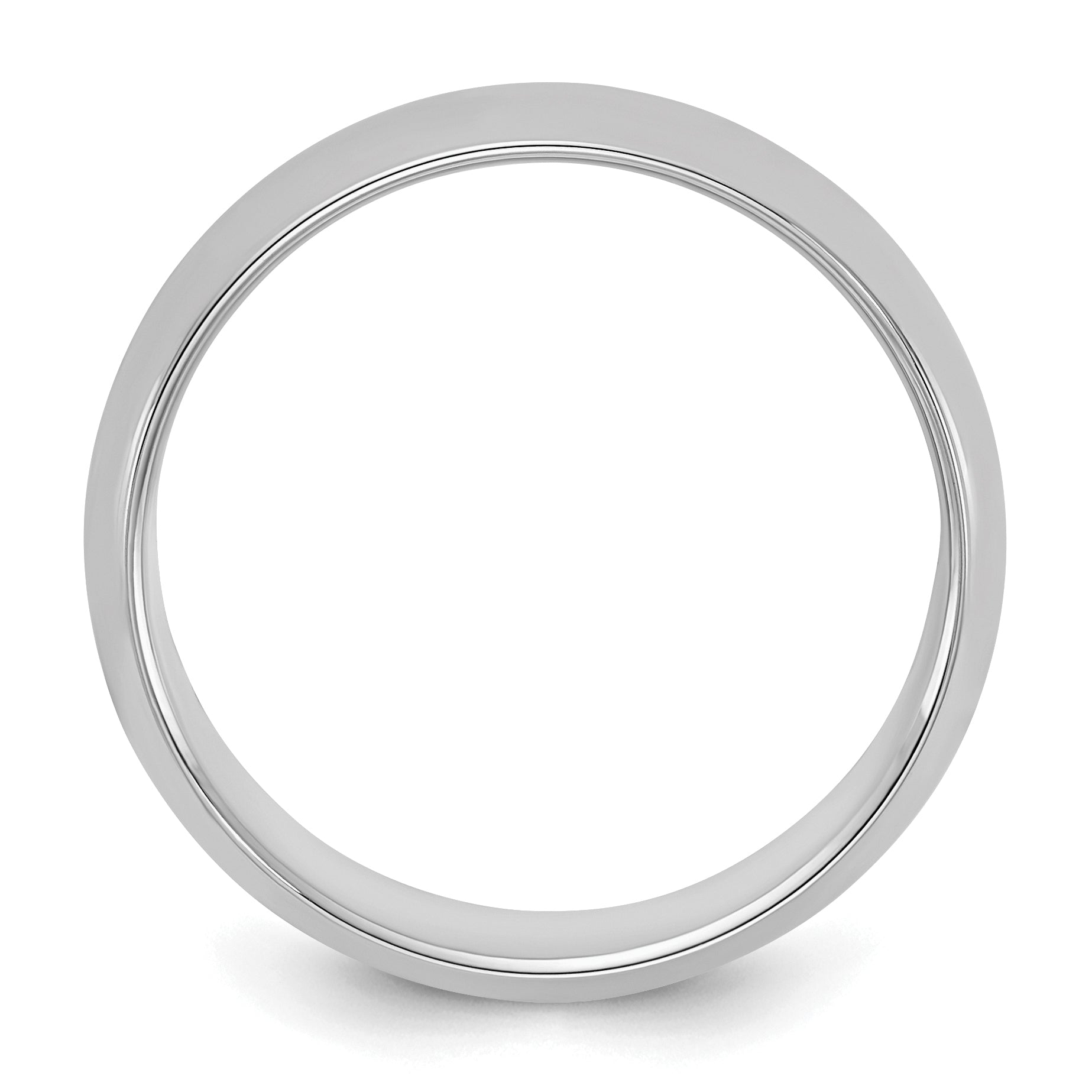 Sterlingsilber Rhodiniert 6mm Halb Rund Größe 6.5 Ring