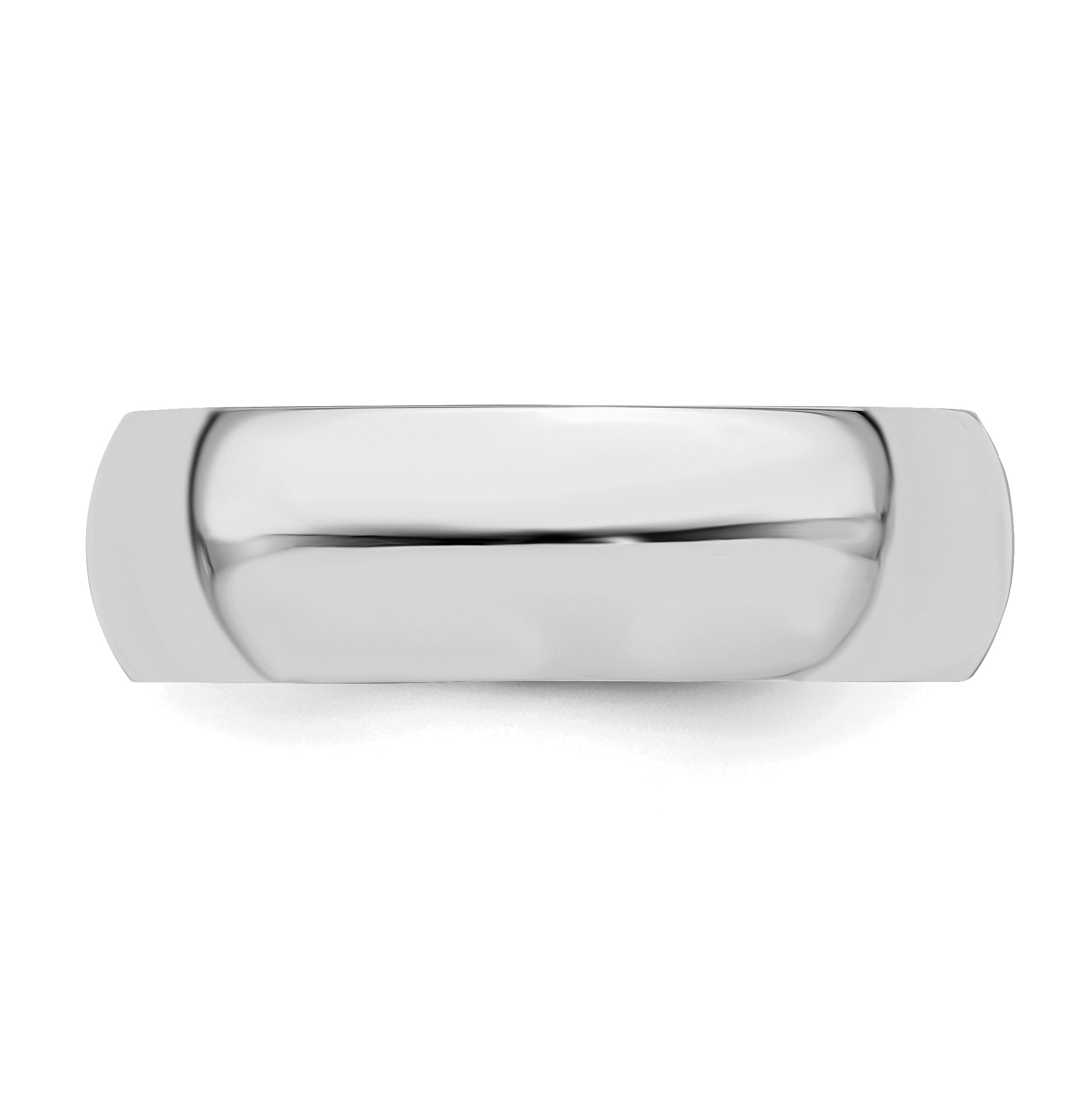 Sterlingsilber Rhodiniert 6mm Halb Rund Größe 6.5 Ring