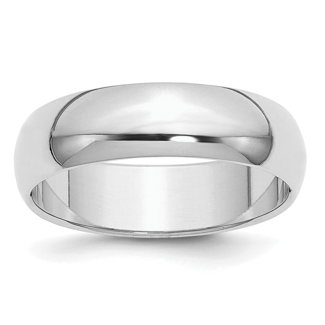 Sterlingsilber Rhodiniert 6mm Halb Rund Größe 6.5 Ring