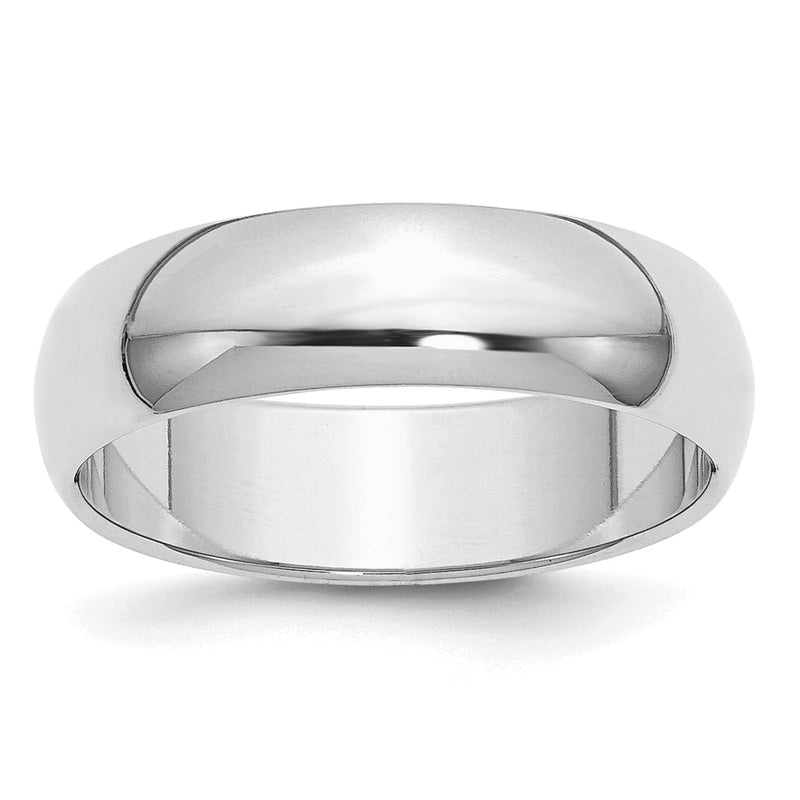 Sterlingsilber Rhodiniert 6mm Halb Rund Größe 6.5 Ring