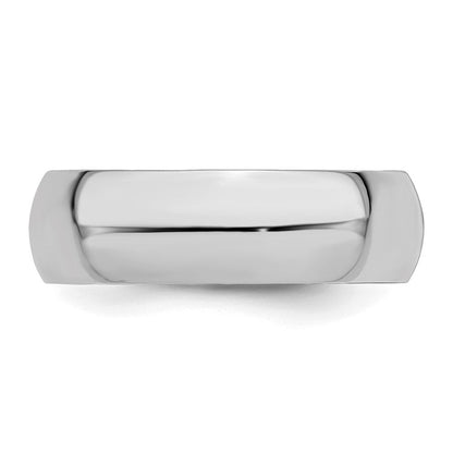 Sterlingsilber Rhodiniert 7mm Halb-round Ring
