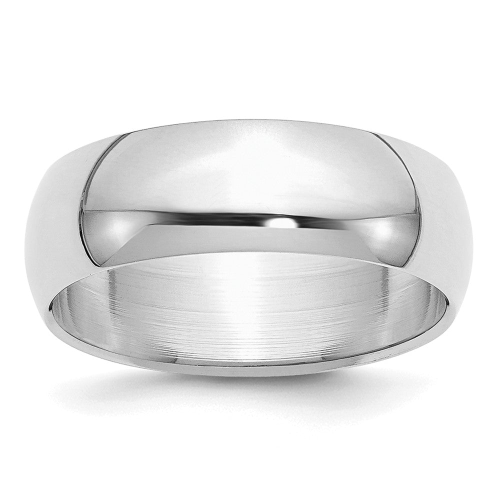 Sterlingsilber Rhodiniert 7mm Halb-round Ring